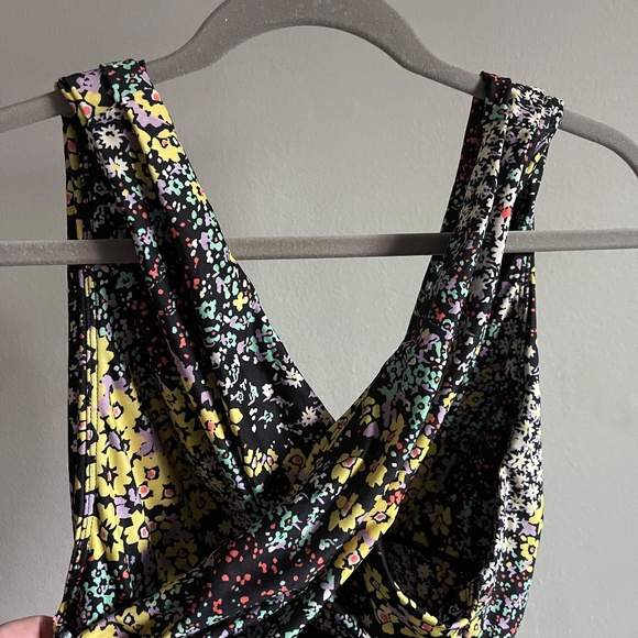 Anthropologie Allihop Zinnia Plunge Black Floral One Piece Swimsuit Size M - Picture 3 of 4